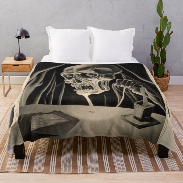 Item preview, Death at the Writing Desk – Gothic Skeleton Artwork designed and sold by landletsy.