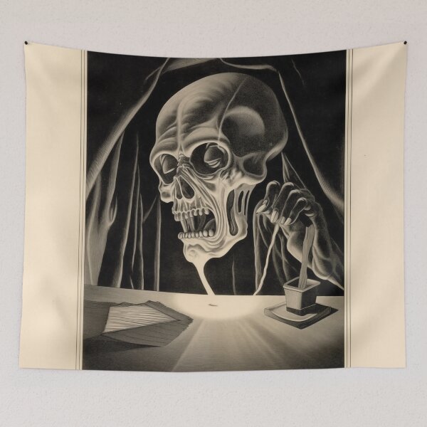 Item preview, Death at the Writing Desk – Gothic Skeleton Artwork designed and sold by landletsy.