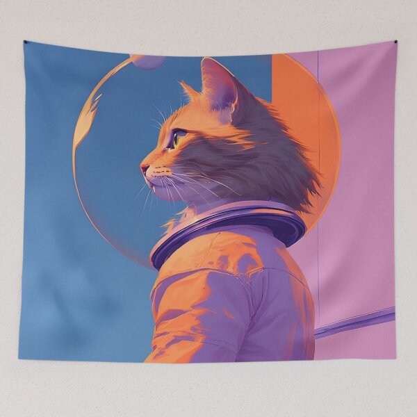 Item preview, Cat in space vintage pop art designed and sold by she-devil-shirt.