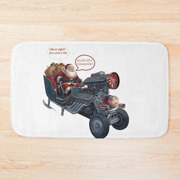 Item preview, Christmas in turbo version! Santa Claus in a red suit, sitting in a sleigh transformed into a powerful V8 engine machine, symbolizes the fusion of classic and modern. designed and sold by Creative-Sanc.