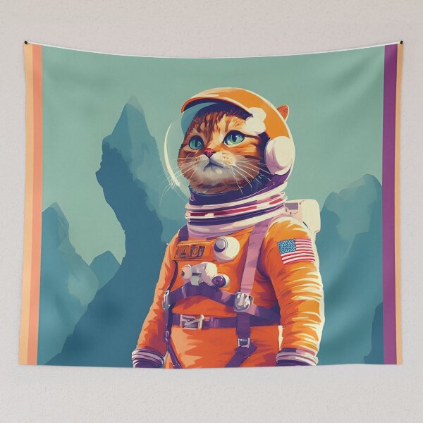 Item preview, astronaut cat Japanese pop art designed and sold by she-devil-shirt.