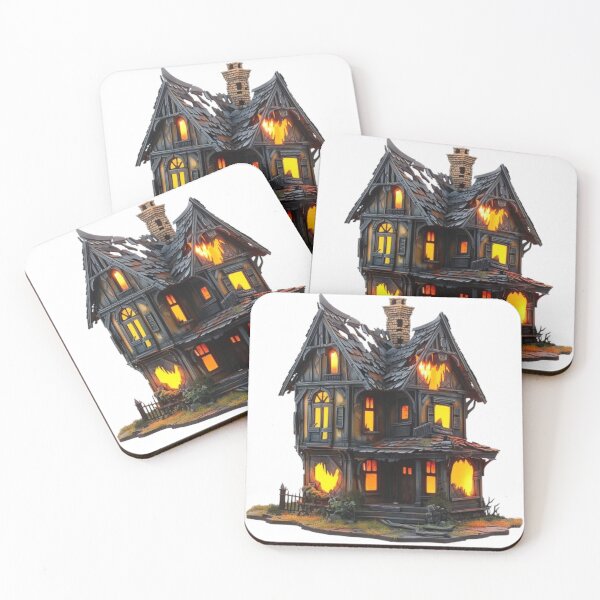 Item preview, Haunted Halloween House – Spooky Haunted Mansion with Glowing Windows designed and sold by AlexLineArt.