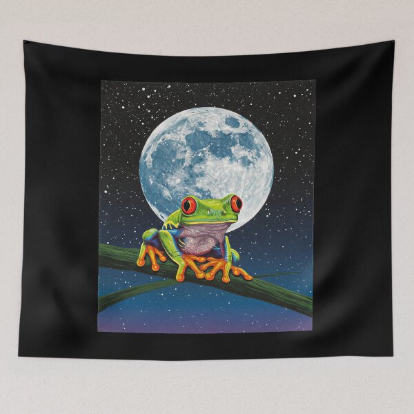 Item preview, Vibrant Tree Frog Under Full Moon   designed and sold by TeeARTHY.