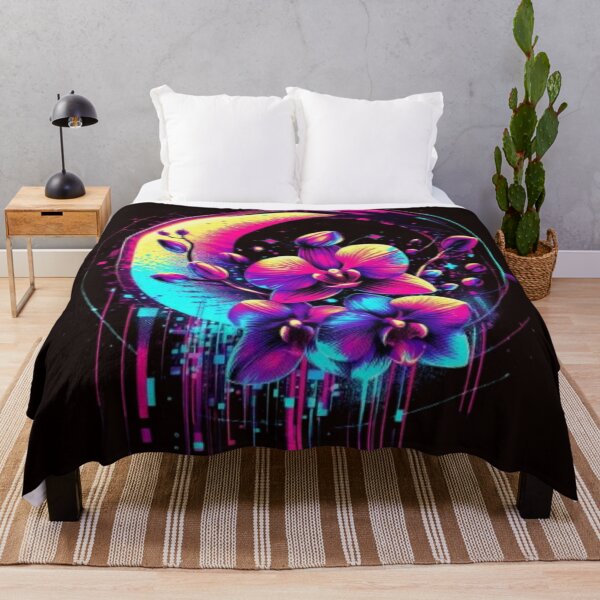 Item preview, Cosmic Flora Glitch Art - Futuristic Moon Flowers Neon - Cyberpunk Digital Surrealism designed and sold by trend-forge.