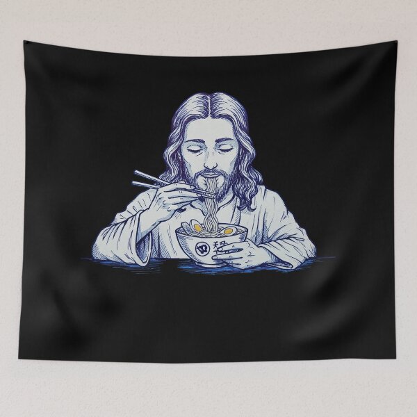 Item preview, Jesus Eating Noodles Funny   designed and sold by TeeARTHY.