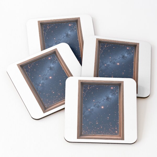 Item preview, Wooden Framed Window Overlooking Star Filled Night Sky and Milky Way designed and sold by Creative88Art.