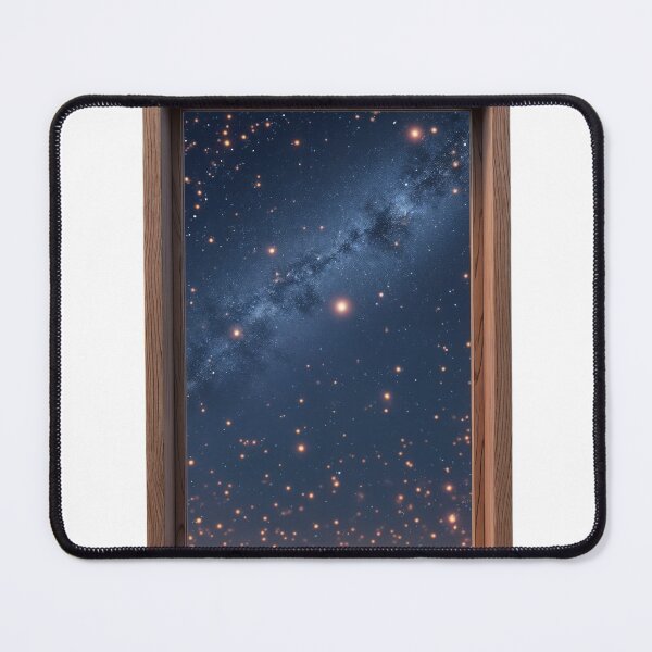 Item preview, Wooden Framed Window Overlooking Star Filled Night Sky and Milky Way designed and sold by Creative88Art.