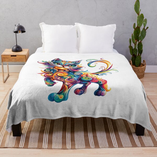 Item preview, Psychedelic Rainbow Cat Illustration designed and sold by DesignArtist.ia.