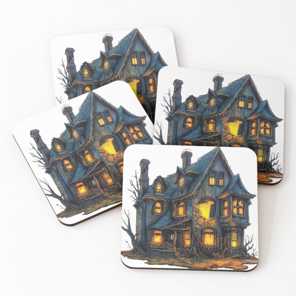 Item preview, Haunted Mansion – Creepy Abandoned Halloween House with Glowing Windows designed and sold by AlexLineArt.