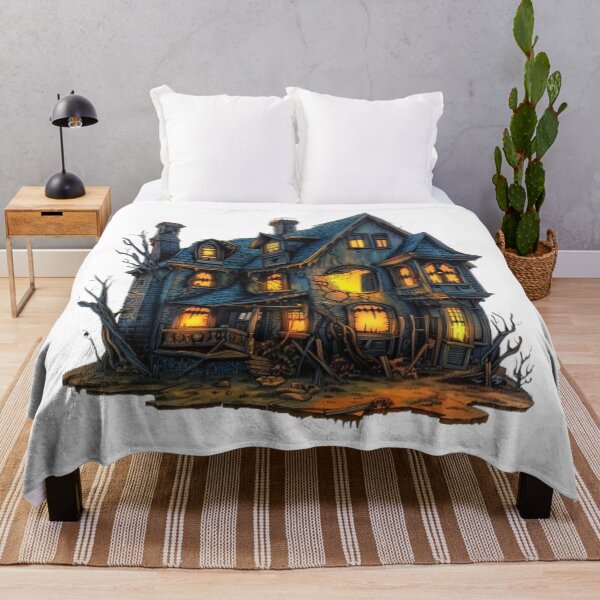 Item preview, Haunted Mansion – Creepy Abandoned Halloween House with Glowing Windows designed and sold by AlexLineArt.