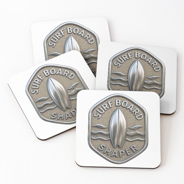 Item preview, Metallic Badge Design with Surfboard and Wave Patterns designed and sold by Creative88Art.