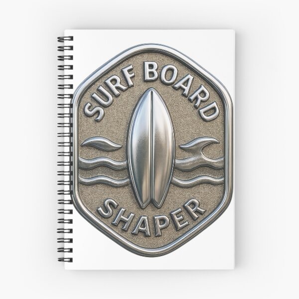 Item preview, Metallic Badge Design with Surfboard and Wave Patterns designed and sold by Creative88Art.