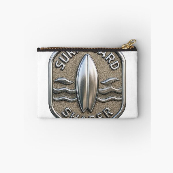Item preview, Metallic Badge Design with Surfboard and Wave Patterns designed and sold by Creative88Art.