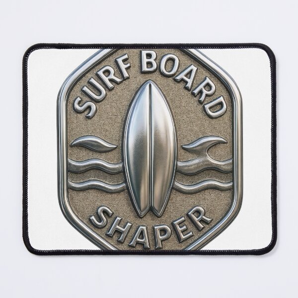 Item preview, Metallic Badge Design with Surfboard and Wave Patterns designed and sold by Creative88Art.