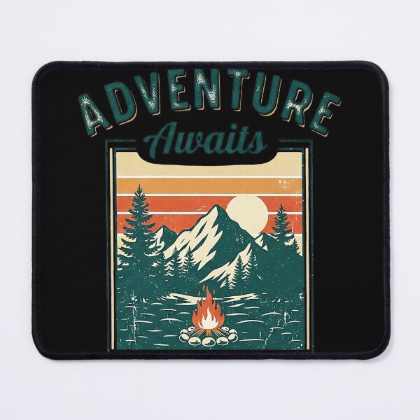 Item preview, Adventure Awaits Retro Camping Mountain Sunset Design designed and sold by FmDesigner87.