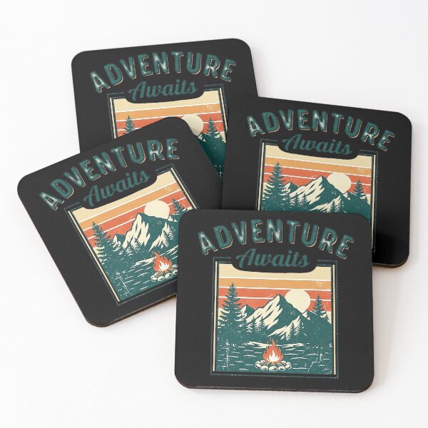 Item preview, Adventure Awaits Retro Camping Mountain Sunset Design designed and sold by FmDesigner87.