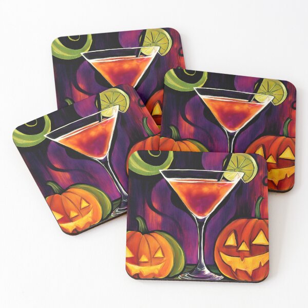Item preview, Sip Into Halloween Fun with a Lime-Garnished Cocktail and Glowing Jack-o-Lanterns designed and sold by OlfactoART Studio.