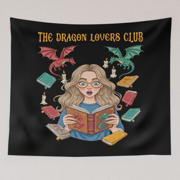 Item preview, Fantasy Bookworm Girl with Dragon Lovers Club designed and sold by TeeARTHY.