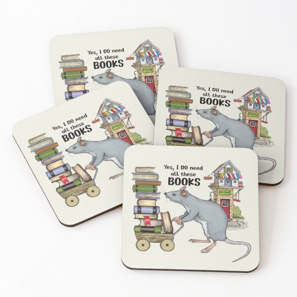 Item preview, Mouse Toting BOOKS in Cart, Book Lover, Bibliophile, DO Need All These Books designed and sold by JoyfulWhimsy.