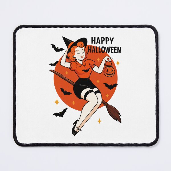 Item preview, Happy Halloween Retro Pinup Witch designed and sold by CleanDecor.