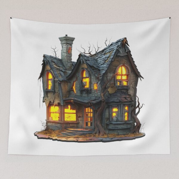 Item preview, Haunted House – Creepy Halloween Mansion with Glowing Windows designed and sold by AlexLineArt.