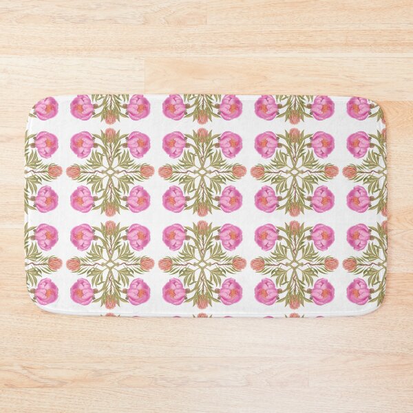 Item preview, Hand drawn print. Seamless watercolor botanical pattern with peonies and protea on white designed and sold by Grin Katalina Floral Patterns & Cozy Art.