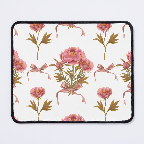 Item preview, Seamless watercolor botanical pattern with pink peonies and bows on white background designed and sold by Grin Katalina Floral Patterns & Cozy Art.