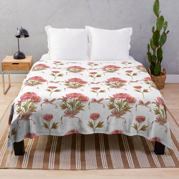 Item preview, Seamless watercolor botanical pattern with pink peonies and bows on white background designed and sold by Grin Katalina Floral Patterns & Cozy Art.