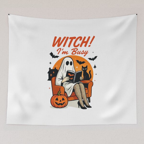 Item preview, Witch I’m Busy Pinup Ghost Reader designed and sold by CleanDecor.