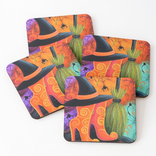 Item preview, Show Off Halloween Magical Style with Swirling Witch Vibrant Orange Boots, Hat and Broomstick designed and sold by OlfactoART Studio.