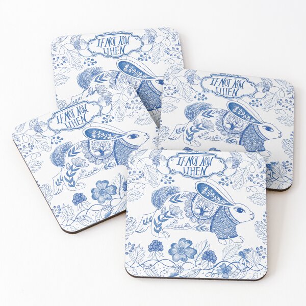 Item preview, If Not Now When Blue Rabbit Motifs  designed and sold by Jemma Jamie Skidmore.