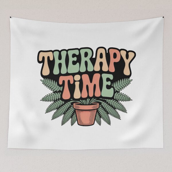 Item preview, Calming Groovy Therapy Time Typography with Plant Accent designed and sold by SplashTastic.
