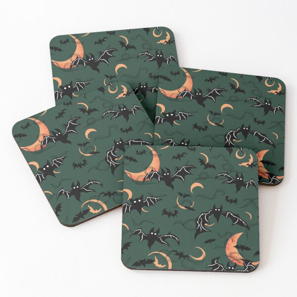 Item preview, Bats and Spooky Moons Pattern - Dark Wicked Green designed and sold by Daniel Bevis Design.
