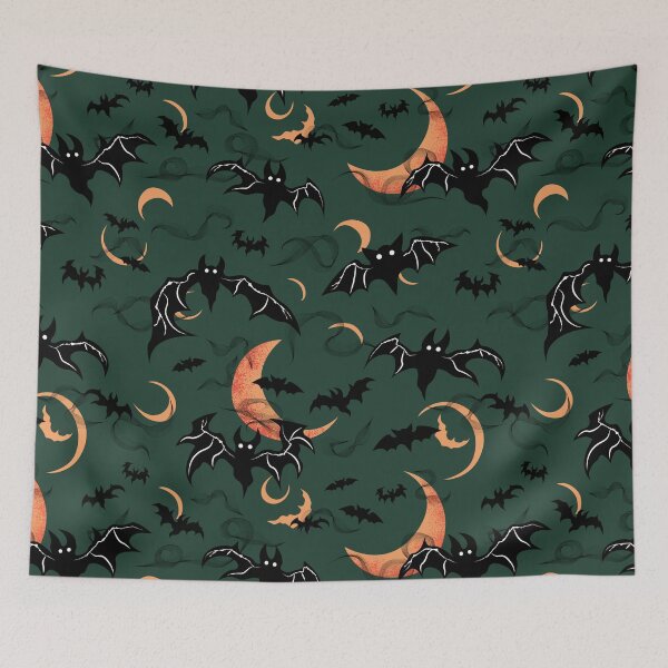 Item preview, Bats and Spooky Moons Pattern - Dark Wicked Green designed and sold by Daniel Bevis Design.