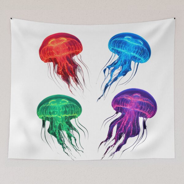 Item preview, Colorful Glowing Jellyfish Art designed and sold by GloriousArtSKD.