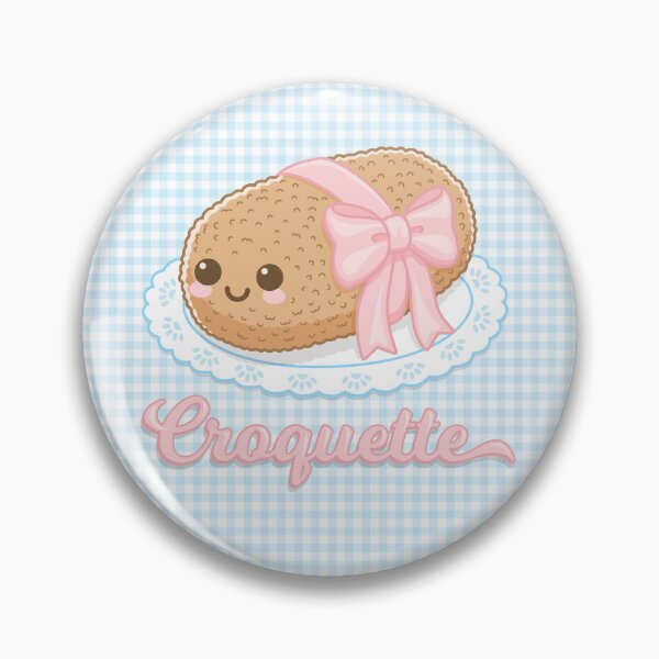Item preview, Kawaii Pink Ribbon Croquette Bg Gingham Light Blue designed and sold by miavaldez.