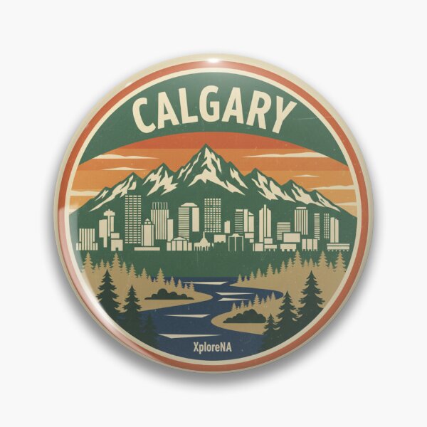 Item preview, Calgary: Rustic Mountain Cityscape Emblem designed and sold by XploreNA.