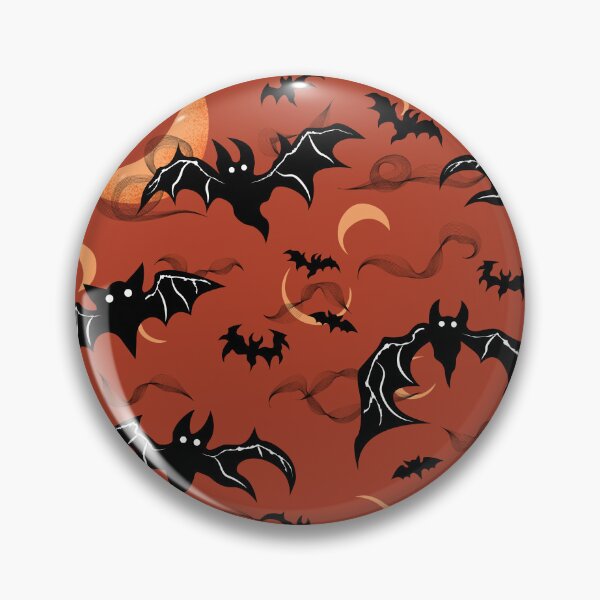 Item preview, Bats and Spooky Moons Pattern - Burnt Pumpkin Orange designed and sold by Daniel Bevis Design.