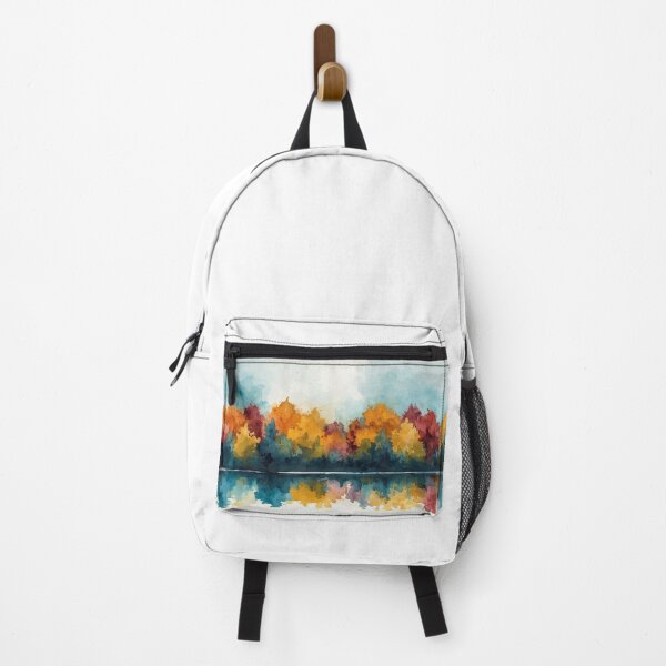 Item preview, Autumn forest in watercolor reflected in a lake designed and sold by StormArte.