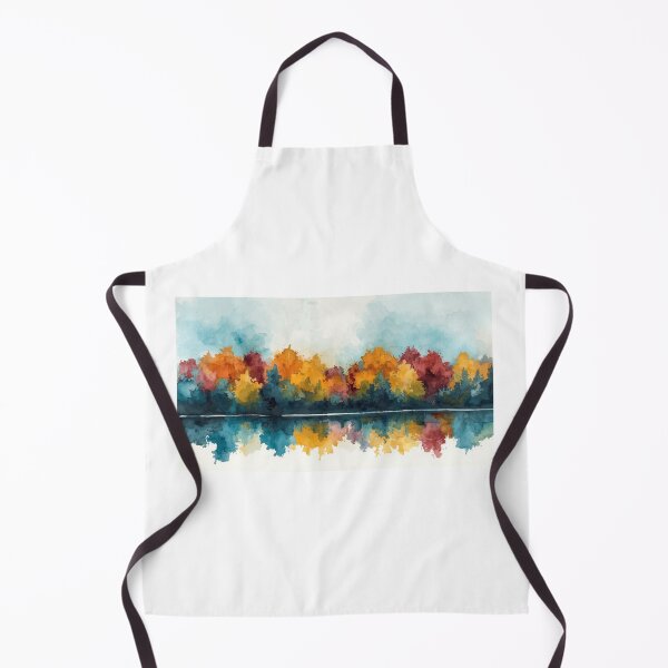 Item preview, Autumn forest in watercolor reflected in a lake designed and sold by StormArte.