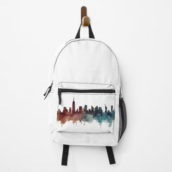 Item preview, New York City Skyline in Watercolor in Reddish and Blue Tones designed and sold by StormArte.