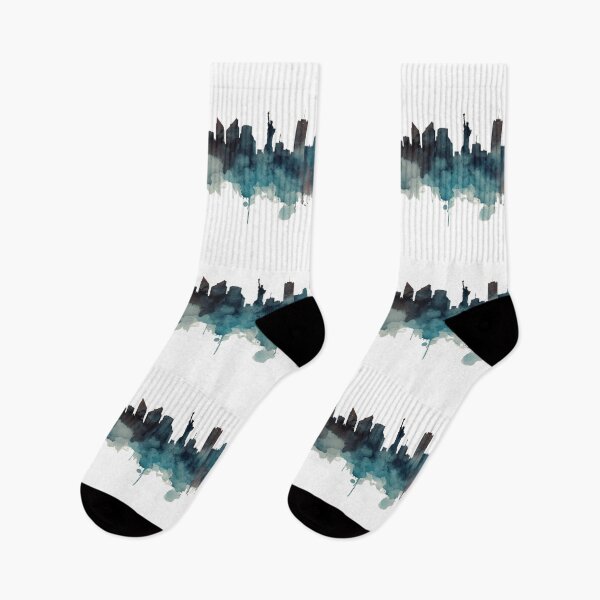 Item preview, New York City Skyline in Watercolor in Reddish and Blue Tones designed and sold by StormArte.
