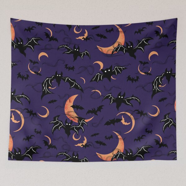 Item preview, Bats and Spooky Moons Pattern - Deep Purple Magic designed and sold by Daniel Bevis Design.