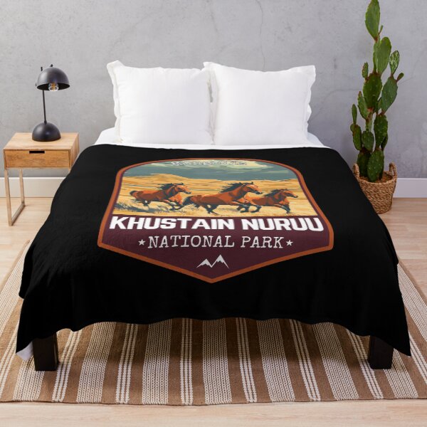 Item preview, Khustain Nuruu National Park in Mongolia, Retro Travel Art Emblem designed and sold by MaateoDesign.