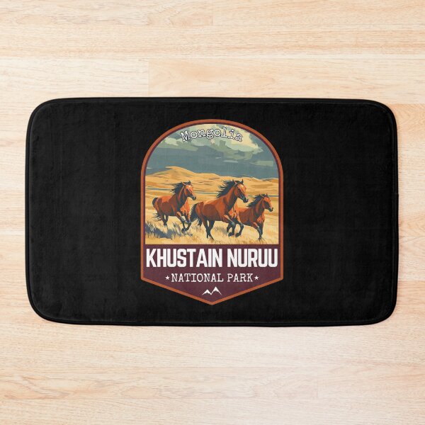 Item preview, Khustain Nuruu National Park in Mongolia, Retro Travel Art Emblem designed and sold by MaateoDesign.
