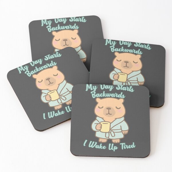 Item preview, My Day Starts Backwards I Wake Up Tired Capybara – Pastel Cute Animal and Go to Bed Wide Awake designed and sold by Lunaria Arts.