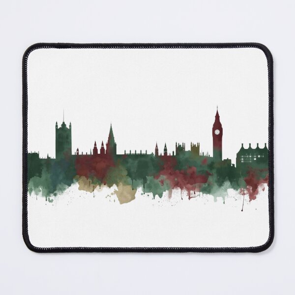 Item preview, London skyline in watercolor in green and red tones designed and sold by StormArte.