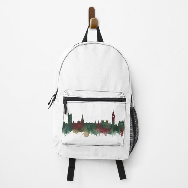 Item preview, London skyline in watercolor in green and red tones designed and sold by StormArte.