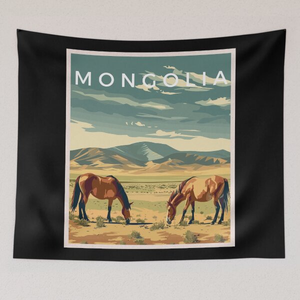 Item preview, Mongolia - Khustain Nuruu National Park, Vintage Art Travel Landscape designed and sold by MaateoDesign.