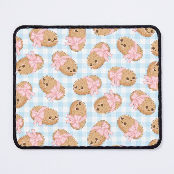 Item preview, Kawaii Pink Ribbon Croquette Coquette Gingham Light Blue Pattern designed and sold by miavaldez.